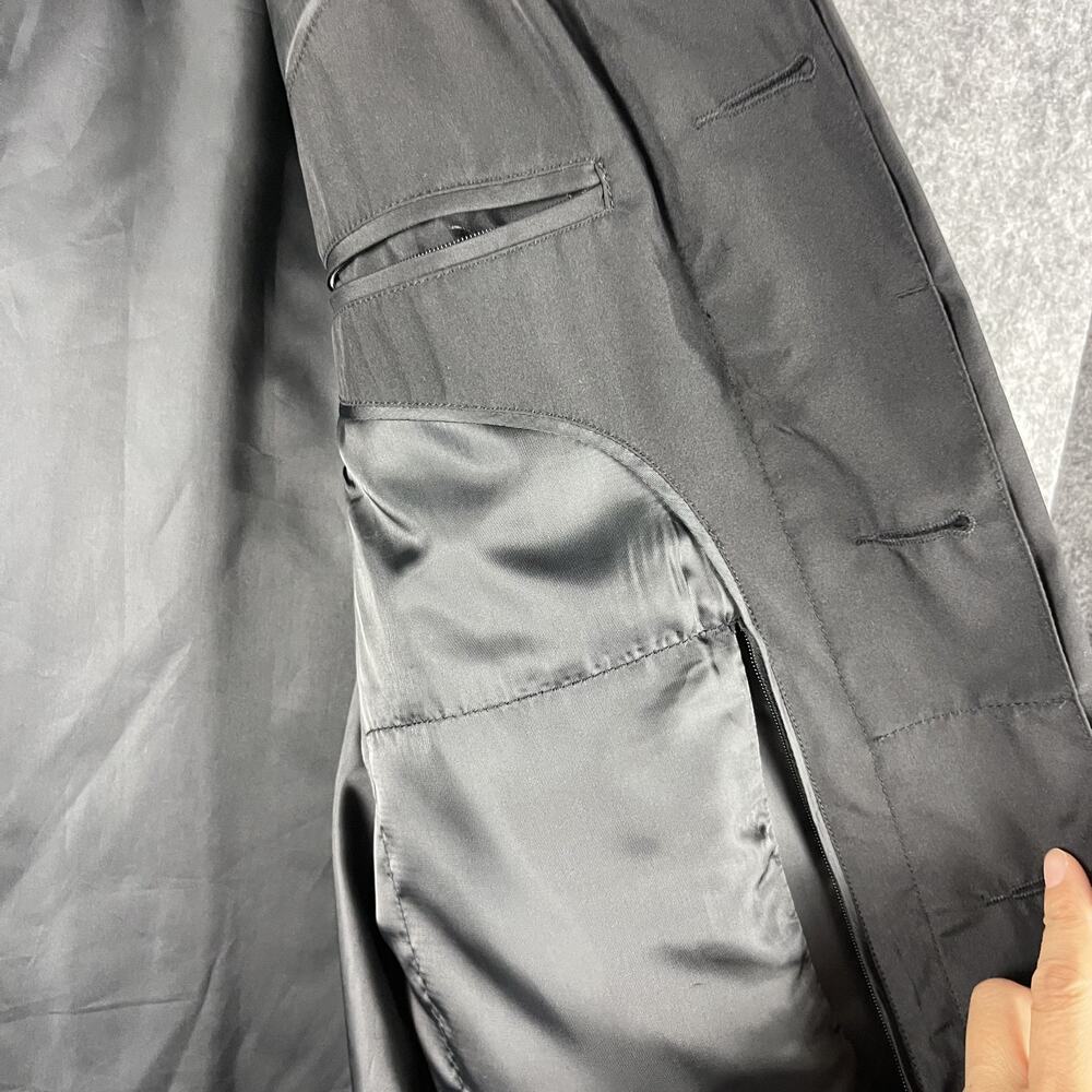 Vintage Banana Republic Factory Trench Coat Mens Large Black Water Resistant - Picture 8 of 16